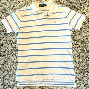 White/Sky Blue Polo by Ralph Lauren.